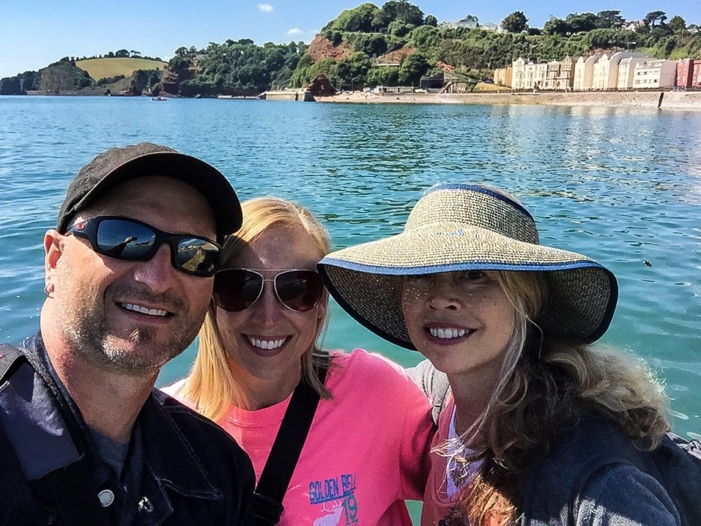 Author of The Plum Blooms in Winter, Linda Thompson, in Dawlish, England with NEELY